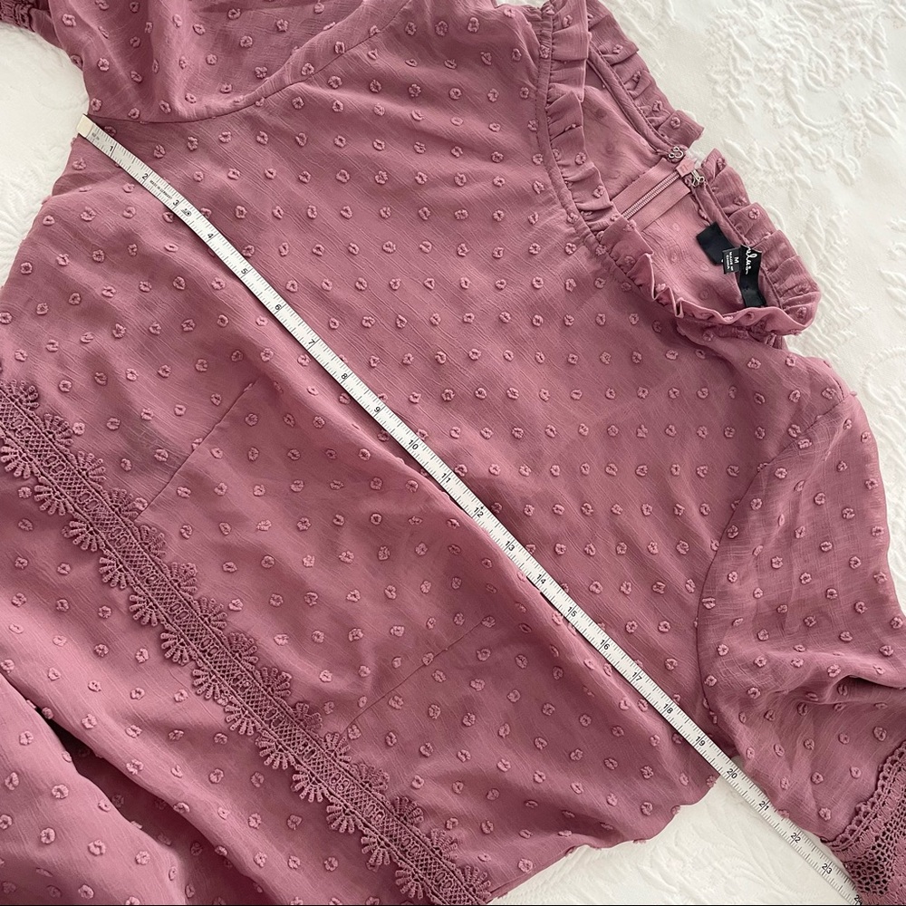NWOT Lulus Dreaming of You Mauve Purple Swiss Dot Midi Dress Medium XLarge - Picture 10 of 11